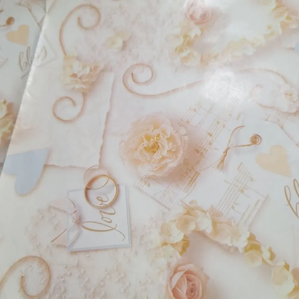 Vintage Hallmark Shabby Chic Love Wedding Bridal Shower Gift Wrap